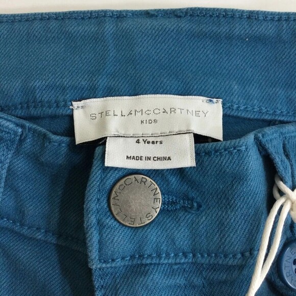 Stella McCartney Kids Cotton Stretch Cargo Denim Shorts Blue Size 4 NWT - Picture 5 of 6